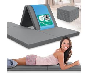 ELONEO Matelas Pliant pour 2 Personnes, 140x200 cm, épaisseur : 8 cm, idéal comme lit d’appoint ou Matelas de Voyage, Facile à Plier, utilisable comme lit d’appoint ou Cube d’Assise, Lavable, Gris