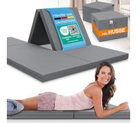 ELONEO Matelas Pliant pour 2 Personnes, 160x200 cm, épaisseur : 8 cm, idéal comme lit d’appoint ou Matelas de Voyage, Facile à Plier, utilisable comme lit d’appoint ou Cube d’Assise, Lavable, Gris