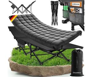 ELONEO Nouveau lit de Camp Pliable avec surmatelas Premium | Lit de Camping Jusqu’à 200kg de Charge | Lit d’appoint Pliable | Lit Pliant intérieur et extérieur | Lit de Voyage Adultes
