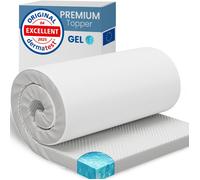ELONEO Surmatelas Gel 200x200x5 cm, Mousse à mémoire de forme gel de 5 cm, housse respirante en maille 3D avec élastiques aux coins