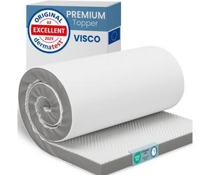 ELONEO Surmatelas Visco 90x190x5cm, mousse à mémoire de forme visco 5 cm, housse respirante en maille 3D avec élastiques aux coins