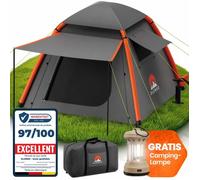 ELONEO Tente Gonflable pour 2 à 4 Personnes avec auvent & Pompe à air, Tente à air Ultra-légère, Glamping avec lumière LED Offerte