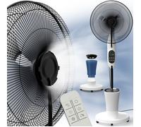 ELONEO ventilateur brumisateur sur pied blanc avec humidificateur, 3 vitesses, télécommande, minuterie, réservoir 2,8 L