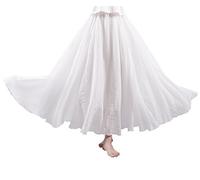 Elonglin Femme Bohème Jupe en Lin et Coton Plissée Longue avec Jupon Tour de Taille Elastique Couleur Diverse