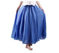Elonglin Femme Bohème Jupe en Lin et Coton Plissée Longue avec Jupon Tour de Taille Elastique Couleur Diverse