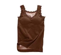 Elonglin Femme Débardeur en Velours Camisole Thermique Polaire Doublé Chaud sous-vêtements Thermiques Hauts Thermiques sans Manche 85-3 Marron