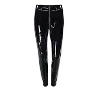 Elonglin Sexy Brillant Mat Full Leg Leggings Taille Haute Latex Imitation Cuir Leggings Simili Cuir Femme Pantalon Élastique Collant Mince Fitness Sport Danse Club Wear Noir Taille FR 38 (Asie M)