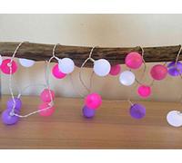 ëlopop Guirlande Lumineuse Intérieure I 30 Boules Multicolores Couleur Rose Blanc et Violet I LED Blanc I Longueur de 3m50 I Déco Chambre Salon Salle de Bain - ELUME