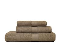 ELOT DE 3 SERVIETTES DE TOILETTE COORDONNÉES EN COTON ÉPONGE DE COULEUR NOISETTE, DE TAILLES DIFFÉRENTES TEDDY