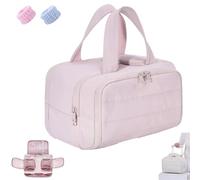 Elouva Toiletry Bag, 4-in-1 Multi-Functional Lightweight Makeup Bags for Women, Large Capacity Wide-Open Cosmetic Bags, Lightweight with Handle, Suitable for Travel and Vacation (Light Pink)