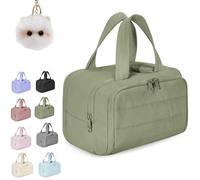 Elouva Toiletry Bag, 4-in-1 Waterproof Toiletry Bag, Large Capacity Wide-Open Travel Cosmetic Bags, with Handle for Accessories, Essentials, Toiletries (Green)