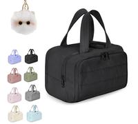 Elouva Toiletry Bag, 4-in-1 Waterproof Toiletry Bag, Large Capacity Wide-Open Travel Cosmetic Bags, with Handle for Accessories, Essentials, Toiletries (Black)