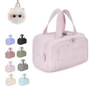 Elouva Toiletry Bag, 4-in-1 Waterproof Toiletry Bag, Large Capacity Wide-Open Travel Cosmetic Bags, with Handle for Accessories, Essentials, Toiletries (Pink)