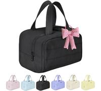 Elouva Toiletry Bag A 4-in-1 Travel Organizer, Elova Toiletries Bag, Convely Toiletry Bags, Large Capacity Wide-Open Travel Cosmetic Bags,Waterproof Dry & Wet Separation, Machine Washable (Black)