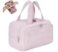 Elouva Toiletry Bag - Elouva Travel Makeup Bag - 4-in-1 Multi-Functional Lightweight Makeup Bags for Women with Handle for Accessories, Essentials, Toiletries (Pink)