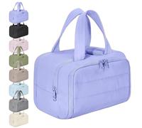 Elouva Toiletry Bag-Large Capacity Wide-Open Travel Cosmetic Bag, 4-in-1 Multi-Functional Lightweight Makeup Bags for Women with Handle for Accessories, Essentials, Toiletries (Purple)