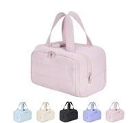 Elouva Toiletry Bag,Large Capacity Wide-Open Travel Cosmetic Bag,4-in-1 Multifunctional Lightweight Makeup Bags(Pink)