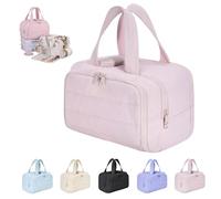 Elouva Toiletry Bag,Large Capacity Wide-Open Travel Cosmetic Bag with Hanging Hook,4-in-1 Multifunctional Lightweight Makeup Bags,with Handle for Camping, Trip for Everyday and Travelling-E