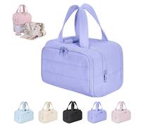Elouva Toiletry Bag,Large Capacity Wide-Open Travel Cosmetic Bag with Hanging Hook,4-in-1 Multifunctional Lightweight Makeup Bags,with Handle for Camping, Trip for Everyday and Travelling-D