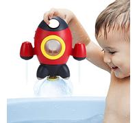 Elovien Jouets de bain pour bébés, fusée spatiale pour tout-petits, jouet de bain avec fontaine rotative, jouet de bain pour garçons et filles de 1, 2, 3 et 4 ans et plus (rouge)