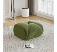Elowin Tabouret ottoman en chenille, repose-pieds moderne pour salon, tabouret rembourré doux comme tabouret de canapé, table d'appoint ou siège supplémentaire, mousse 32D, vert, 78 × 76 × 45 cm