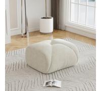 Elowin Tabouret ottoman en chenille, repose-pieds moderne pour salon, tabouret rembourré doux comme tabouret de canapé, table d'appoint ou siège supplémentaire, mousse 32D, beige, 78 × 76 × 45 cm