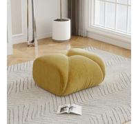 Elowin Tabouret ottoman en chenille, repose-pieds moderne pour salon, tabouret rembourré doux comme tabouret de canapé, table d'appoint ou siège supplémentaire, mousse 32D, jaune, 78 × 76 × 45 cm
