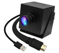 ELP Caméra fisheye 4K HDMI USB pour ordinateur Mini Lightburn Caméra pour graveur laser Type-C Affichage HDMI simultané Webcam USB 2.0 2x Zoom numérique H.264 8MP Caméra de sécurité USB pour Jetson