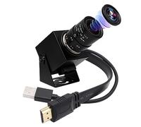 ELP Caméra HDMI 4K USB Grand Angle 2.8-12mm Varifocale Objectif Webcam Gros Plan Caméra Support H.265, Ultra HD 2160P Webcam avec Capteur IM415 pour Ordinateur Live Streaming Réunion