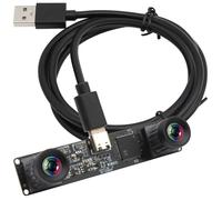 ELP Module d'appareil photo USB 210 fps monochrome Global Shutter - Synchronisation double objectif B/W Web pour PC, 800p 120 fps Lightburn, USB2.0 OmniVision OV9281 Jumelles (83 sans distorsion)