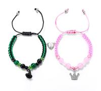 Elphaba Galinda Bracelets assortis - Bracelet d'amitié tressé - Couronne en strass et chapeau de sorcière - Accessoires pour couples, BFF, cadeaux de Saint-Valentin pour les fans, Standard, Nylon, Pas