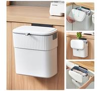 ELPHECO Poubelle à Suspendre Avec Couvercle - Compost de Cuisine Pour Dessous d'Évier, Murale en Plastique, Petite Poubelle Avec Couvercle Pour Placard