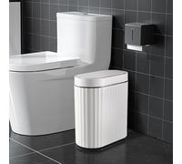 ELPHECO Poubelle Corbeille de salle de bain en plastique avec couvercle de 7,6 litres, petite poubelle à capteur, poubelle intelligente fine de 9 litres, poubelle automatique étanche