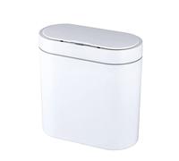 ELPHECO Poubelle de salle de bain étanche avec détecteur de mouvement et couvercle - En plastique fin - Blanc (taille S fine, 9,5 L)
