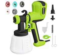 ELPIDIO Pistolet à peinture électrique HVLP 700 W avec joints de nettoyage et de soufflage 4 buses en cuivre et 3 motifs pour meubles de maison, murs, armoires, clôtures, portes, etc. Vert