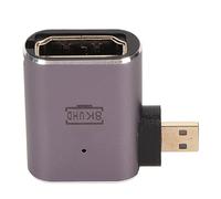 Elprico Adaptateur Mini Mâle à Angle Droit 8K vers Interface Multimédia Haute Définition Femelle, Alliage D'aluminium, 48 Gbit/s, 8K à 60 Hz, Compatible avec Les Ordinateurs Portables,