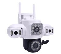 Elprico Caméra de sécurité Extérieure avec Trois Objectifs, Caméra WiFi sans Fil pour la sécurité à Domicile, Détection de Mouvement, Vue à 360 °, Suivi Automatique du Mouvement, IP66 Rain (Prise UE)