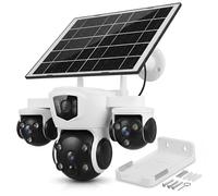 Elprico Caméra de sécurité Solaire, Système PTZ sans Fil 4G LTE à Triple Objectif avec Détection de Mouvement de Batterie 8000 MAh, pour la Surveillance Extérieure de la Maison (Version