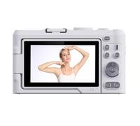 Elprico Caméra Numérique 4K pour la Photographie, Caméra de 48MP avec écran de Revers de 3 Pouces 180 °, Appareil Photo de Voyage Automatique avec Zoom Numérique 18x, Anti-Shake & Flash (White)