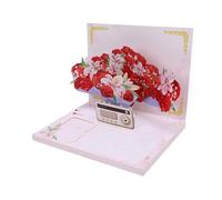 Elprico Carte Pop-up 3D, Bouquet de Fleurs Enregistrables avec un Message Vocal de 4 Minutes et un Insert Photo pour L'Anniversaire, la Fête des Mères, Anniversaire