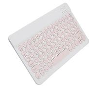 Elprico Clavier Bluetooth 3.0 10 pouces étanche, étanche à la poussière, silencieux, clavier sans fil avec capuchon rond, convient pour tablette, smartphone, ordinateur (rose)