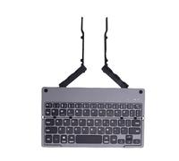 Elprico Clavier Bluetooth Pliant, Clavier sans Fil Portable avec Support de Support, Pliage Silencieux Rechargeable Léger, Compatible iOS Android Gagne la Tablette et Ordinateur Portable (Gris Noir)