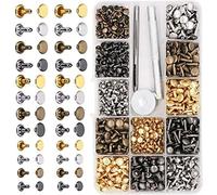 Elprico Ensemble Nivet à Double Capuchon à Haute qualité - Vis de Liaison Stollen en Métal Range avec Outils de Punch de Trou Idéaux pour L'artisanat en Cuir et Réparez 480pcs, 4 Couleurs