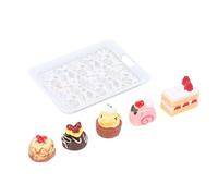 Elprico Gâteau Miniature pour Maison de Poupée à l'échelle 1:12, Ensemble de Modèles d'exposition de Petits Desserts Alimentaires avec Plateau en Fer et Gâteaux en Plastique, pour Diorama