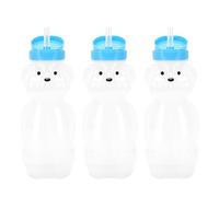 Elprico Gobelet à Paille en Forme D'ours de Miel, Bouteille à Jus D'ours avec Longues Pailles, 230 Ml en PE PP, Bouteilles de Thérapie Réutilisables pour L'entraînement à la Parole et à (Casquette