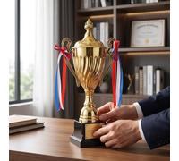 Elprico Grande Coupe de Trophée, Décoration du Gagnant en Alliage de Zinc Récompense de Championnat de 11,4" de Haut avec Base Personnalisable, pour la Fête de Compétition de Jeux Sportifs (Gold)