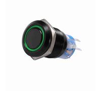 Elprico Interrupteur à Bouton-poussoir LED de 19mm, Loquet Autobloquant étanche et Durable pour les Applications Automobiles 12-24V (GREEN)