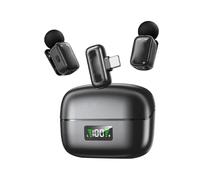 Elprico Microphone Cravate USB C, Mini Micro sans Fil pour Téléphone/Tablette/PC Android de Type C, Enregistrement Vidéo, Réduction du Bruit AI à Clipser et Changeur de Voix, Micro Revers, (Abricot