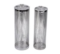 Elprico Panier de Gril Roulant, 2 Pièces Tube de Filet de Barbecue en Acier Inoxydable 304 avec Fourchette et Crochets pour Camping en Plein Air Légumes Viande de Poisson