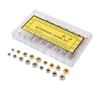 Elprico Pièces de Rechange de Couronne de Montre en Acier Inoxydable Réparation du Kit de Remplacement pour Couronne de Montre, 140pcs avec Boîte de Rangement